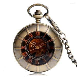 Карманные часы, антикварные часы, прозрачные часы в стиле стимпанк, двойная открытая шестерня, механический ручной ветер, брелок, часы с цепочкой, кулон, подарок