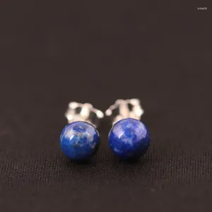 Dangle Küpeler S925 STERLING Gümüş Lapis Lazuli Beads Saplama Kadınlar için Simple Style Lady Hediye Alerji Sterling-Silver-Jewelry