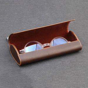 Güneş gözlüğü kılıfları cubojue pu deri gözlük kutuları kahverengi gözlükler kılıflar kutu demir anti pres magetik sert koruma vintage marka 231027