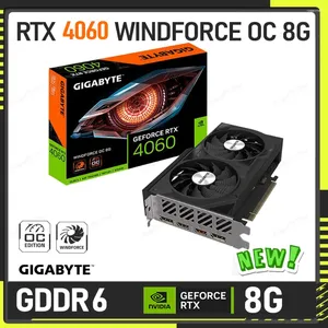 Видеокарты GIGABYTE GeForce RTX 4060 WINDFORCE OC 8G, 8 ГБ, 128-битный PCI-E 4.0 GDDR6, видео, двойные вентиляторы, разгон