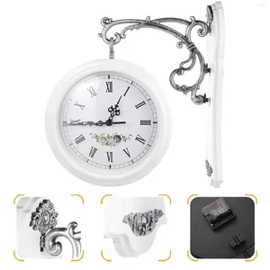 Настенные часы с двойным циферблатом, двусторонние вращающиеся украшения для дома, европейский стиль, винтажные подвесные часы