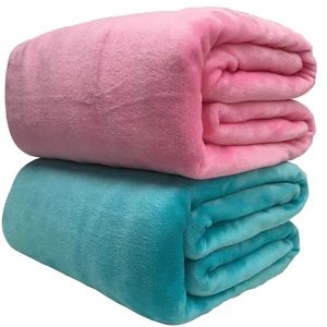 Cobertores Super Soft Coral Fleece Cobertor 220gsm Peso Leve Sólido Rosa Azul Faux Fur Mink Lance Capa de Sofá Colcha Cobertores de Flanela 231027