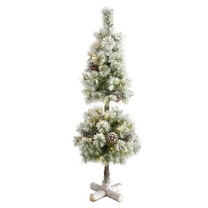 Diğer Etkinlik Partisi Malzemeleri 3 'Flocked Yapay Noel Ağacı Temel 50 LED Işık ve Çam Konileri Mini Noel Ağacı Noel Süsleri 231027