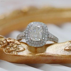 Paston индивидуальные Iced Out 2ct длинные огранки «подушка» Vvs с бриллиантами на свадьбу, подарок на помолвку для женщин, кольца с муассанитом, серебро 925 пробы