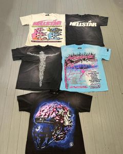 T-shirt da uomo HELLSTAR Y2K Camicia da uomo Harajuku Hip Hop Stampa grafica T-shirt in cotone girocollo oversize 2023 Top a manica corta gotica