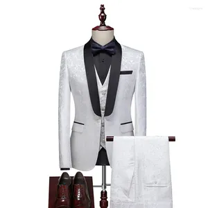 Erkek Suit 2024 3D Erkek Elbise Çizimi 701 Ev sahibi Emcee Düğün Sağdıç Jacquard Üç Parçalı Takım
