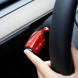 Наклейка из настоящего углеродного волокна, чехол для Tesla Model 3 Y 2023, контроллер стеклоочистителя, внутренняя ремоделированная нашивка, рулевое колесо, колонка