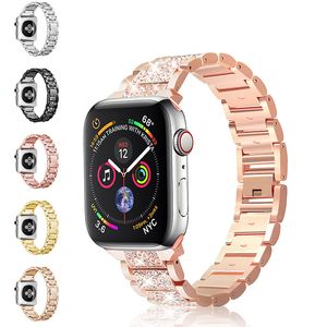 Diamond Rhinestone Stainless Steel Metal Wristband Strap for Apple Watch Band 38/40/41mm 42/44/45/49mm Bling Replacement Bracelet for iWatch Series 8 7 6 5 4 3 2 1 SE Ultra2