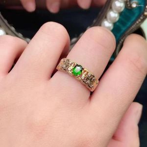 Küme halkaları colifelove vintage gümüş değerli taş yüzüğü 5mm 7mm doğal krom siopside 925 diopside mücevher