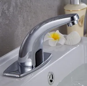 Banyo lavabo muslukları tek delikli yıkama havzası duyu musluk pirinç kızılötesi krom kaplama tuvalet bakır otomatik
