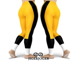 JIGERJOGER Yoga-Hose, Sport-Leggings, Hockey-Mannschaft, Fußball-Leggings, CB-Männer-Leggings, Fitnessstudio, Trainingshose, gelb, schwarz, weiße Flecken, 7152557