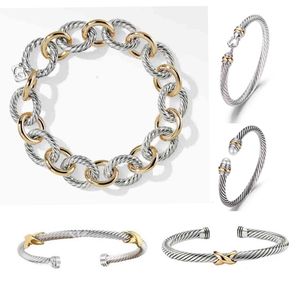 DY Cable Bracelet Designer Bangle Fashion Jewelry Woman and Men Gold Silver Pearl Cross Cuff Cuff Bracele
