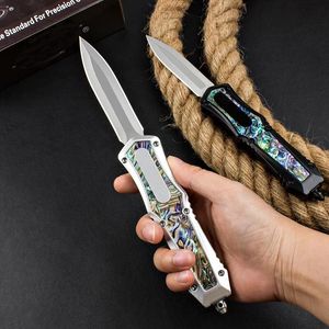 Mt-Soul Tanrıça Otomatik Bıçaklar 440C Blade Siyah Çinko Mezun Alaşım+Abalone Sap EDC Camp Hunt Taktik Bıçak Bounty Hunter Micro Kesme Araçları