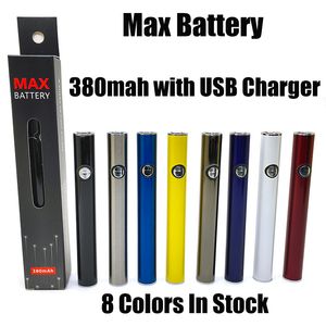 Max Battery 380mAh Preheat Variable Voltage Batteries Vape Pen Fo 510 Thread With USB Charger