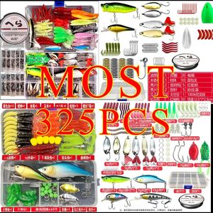 Fishing Accessories Lure Kit Soft and Hard Bait Set Gear Layer Minnow Metal Jig Spoon For Bass Pike Crank Tackle with Box 231030