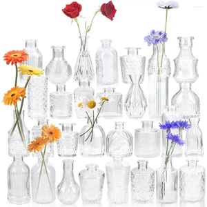 Vasen Gla -Knospen -Set von 10/30 klein für Blumen klare Blume in Schüttgut Mittelstücke Vintage Mini