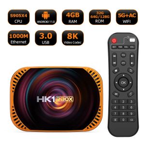 HK1 RBOX X4 Android 11.0 TV Box Amlogic S905X4 4GB 32GB Smart TVBOX 2.4G/5G Dual WIFI 1000M LAN 8K Video Media Player