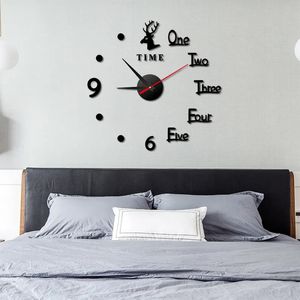 Duvar Saatleri Stereo Dijital Saat Ev Dekorasyonu Basit Aydınlık Sessiz 3D Akrilik Ofis Yatak Odası Sessiz Sticker 231030