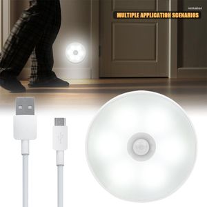 Luzes noturnas 6 pcs sensor de movimento LED luz USB recarregável de poupança de energia lâmpada de indução de corpo inteligente para escadas de banheiro de quarto