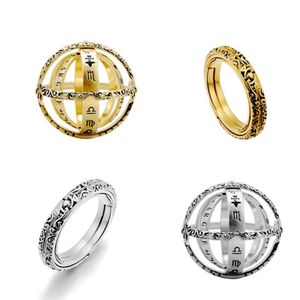 GEM'S BALLET из стерлингового серебра 925 пробы, астрономическое кольцо на палец, винтажное кольцо Эммы в стиле ретро с глобусом Вселенной, креативный подарок для пары