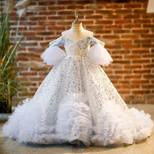 Işıltılı çiçek lüks küçük kız düğün ucuz elbiseler boho çocuklar ilk cemaat elbise vintage pageant önlük