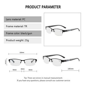 Iboode Okuma Gözlükleri Erkek Kadın Yüksek Kalite Yarım Çizelge Diyopter Gözlükleri İş Erkek Presbbiyopik gözlükler +1.0 1.5 2.0 2.5 4