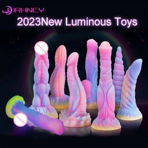 Jrhncy Silicone Anal Plug - Luminous Tentacle Dildos Dragon Model With Suction Cup, 21*6cm Butt Plug for Men and Women