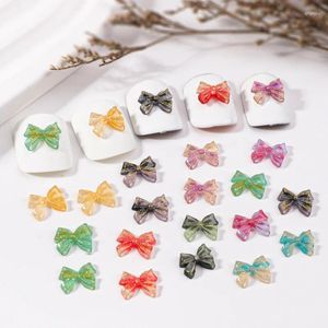 Tırnak Sanat Dekorasyonları 50pcs Karanlık 3D Akrilik Yay Takılar Bowknot Aksesuarları Manikür Glitter Tırnaklar Dekorasyon Malzemeleri