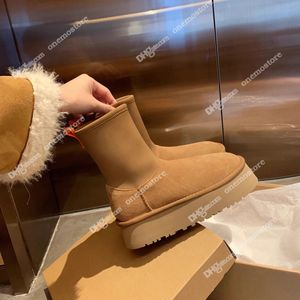 Austrália ugglie boost bota de neve feminina inverno fundo grosso aumentando meias elásticas femininas pele de carneiro integrada veludo engrossado botas curtas sapatos de algodão