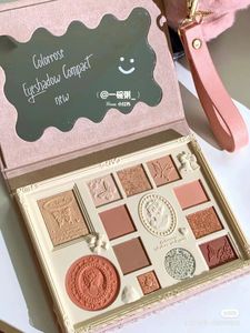 Eye Shadow Colorrose Embossed Eyeshadow Palette Gigh Gloss Blush Makeup Intergrated Pallete Milk Tea Color 231031