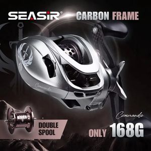 Fly Fishing Reels2 SEASIR Commando Baitcasting Reel Carbon Ultralight 168G Double Spool 7 1 1 NMB Bearing Drag 9KG BFS Rocker Tackle 231030