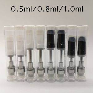 0,5 ml 0,8 ml 1,0 ml Cartucho Vape Embalaje de tubo de PVC Cartuchos de cerámica de 510 hilos Vacío 2,0 mm de espesor Agujeros de aceite Carro Tubo de plástico Personalizar paquete