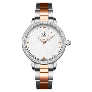Relógios femininos de alta qualidade de diamante sexo fios de fios do mar com o aço com ritmo de quartzo à prova d'água de quartzo de 36 mm de relógio