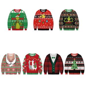 Tasarımcı Hoodie Erkekler Tasarımcı Hoodie Unisex Çiftler Çirkin Noel Noelleri Sweaters Yuvarlak Boyun Külot Sweatshirt 3d Komik Squirrel Baskılı Tatil Jumper'ları