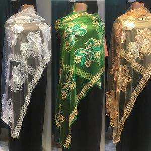 Schals Afrikanische Baumwolle Voile Dubai Tüll Pashmina Cord Emroider Ring Diamant Schal Wrap Chemische Spitze Stola Net Schal Stirnband für Dame 231031