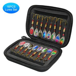 Balıkçılık Aksesuarları 16pcs Kaşıklar Depolama Çantası ile Döküm için Set Metal Yemleri Dökme Torbası Kılıfı