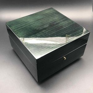 Melhor qualidade caixa de relógio verde escuro caixa de presente para relógios cartão de livreto e papéis em inglês caixas de relógios suíços caixa de madeira 15400 15202 caixas
