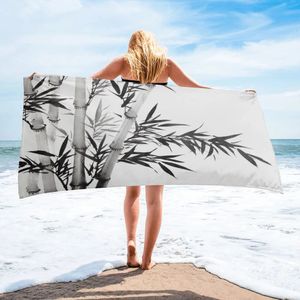 Havlu Siyah ve Beyaz Bambu Plaj Banyo Yumuşak Emici Mikrofiber Kumaş Havlu Ev Tekstil Seyahat Kampı Kadın Erkekler 231031
