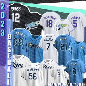 12 wade boggs beyzbol formaları Tampa Bay Man Rays Yandy Diaz Kevin Kiermaier Randy Arozarena Shane McClanahan Wander Franco Vidal Brujan Vidal Brujan Brandon Lowe