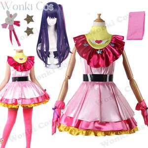 Anime kostüm peruk at kuyruğu hoshino ai cosplay lolita pembe sahne elbisesi oshi no ko kostüm