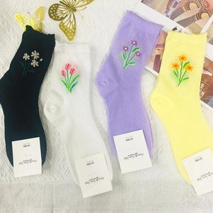 Kadın Çorap Kadın Çorap İnce Mürettebat Gezazı Sox Pamuk Kore Çiçek Baskı Yumuşak Kawaii İlkbahar Yaz Günlük Bayan Çoraplar