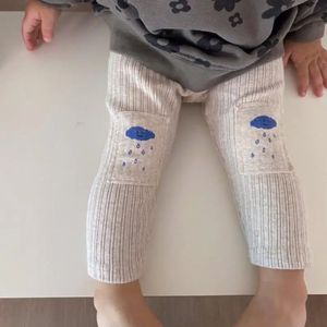 Pantolonlar Bahar Diz Yama Bebek Pantolon Çocuklar Çocuk Kız Taytlar Erkek Yüzük Uzun Pantolon Çocuk Elastik Pantolon 231030