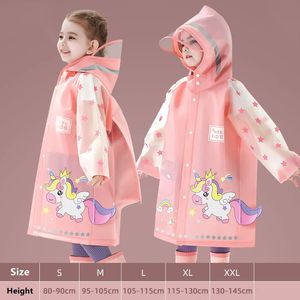 Rain Gear Kids Raincoat Waterproof Poncho Cartoon Unicorn Dinosaur Children School Student Rainsuit Boys And Girls Travel RainWear 231031