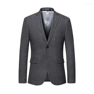 Jackets de blazer listrados de ternos masculinos 2023 Inglaterra, estilo azul de casaco cinza maiús
