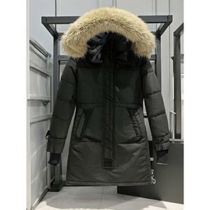 Высочайшее качество дизайнерские женские средней длины канадская версия пуховик женская куртка пуховые парки зимние толстые теплые гусиные пальто ветрозащитная уличная одежда S1653