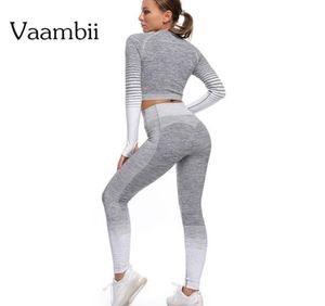Dikişsiz 2 Parça Aktif Egzersiz Giysileri Yoga Kadın Taytlar İçin Seti Sport Fitness Gym Sets Kadın Kıyafetleri Pembe Trailsuit1463857