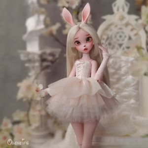 Куклы Kacey BJD Doll 14 с крошечными клыками и кружевным лохматым платьем, полный набор кроликов, профессиональные игрушки для лица 231031