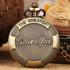 Pocket Saatler Vintage Bronz En Büyük Büyükbaba Kuvars İzle Roman Samimiye Kadran Kolye Fob Zincir Kolye Saat Doğum Günü Hediyeleri