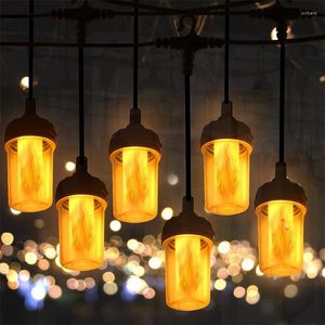 Dizeler 23ft 10bulbs alev efekti LED ışıklar titreyen ateş öykünmesi, parti bahçe arka bahçesi asılı dekor için su geçirmez