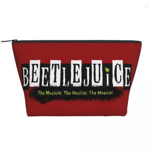 Kozmetik Çantalar Özel Beetlejuice Müzikal Tuvalet Çantası Kadın Cadılar Bayramı Tim Burton Makyaj Organizatör Bayanlar Güzellik Depolama Dopp Kit Kutusu